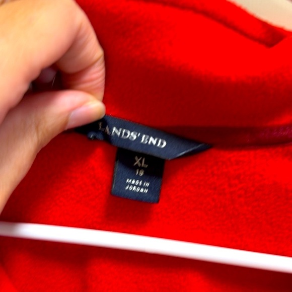 Lands' End Vibrant Red Polartec Fleece Jacket Zip up Jacket size XL / 18 - Picture 3 of 6